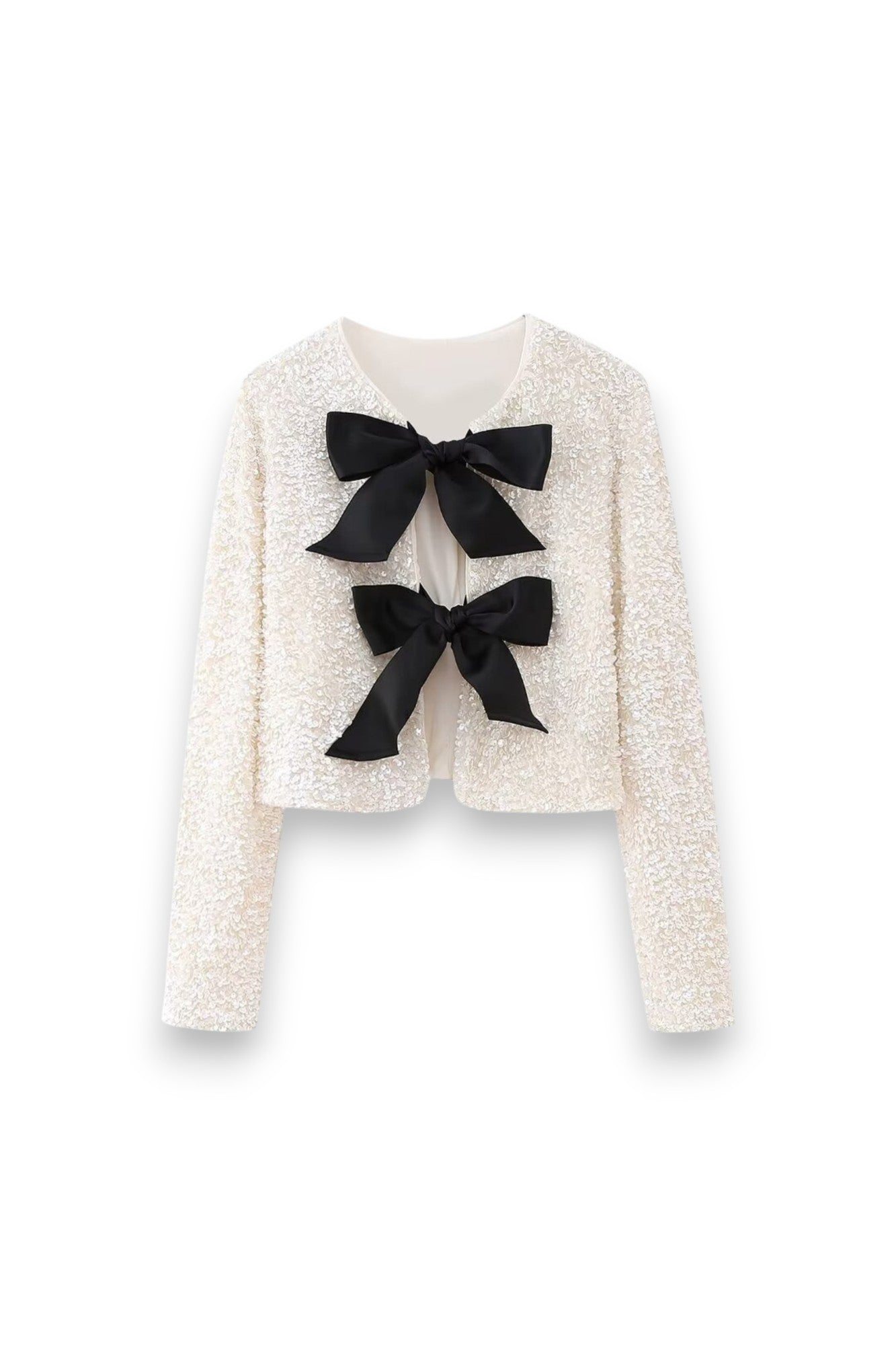 Sequin Bow-Tie Cropped Top