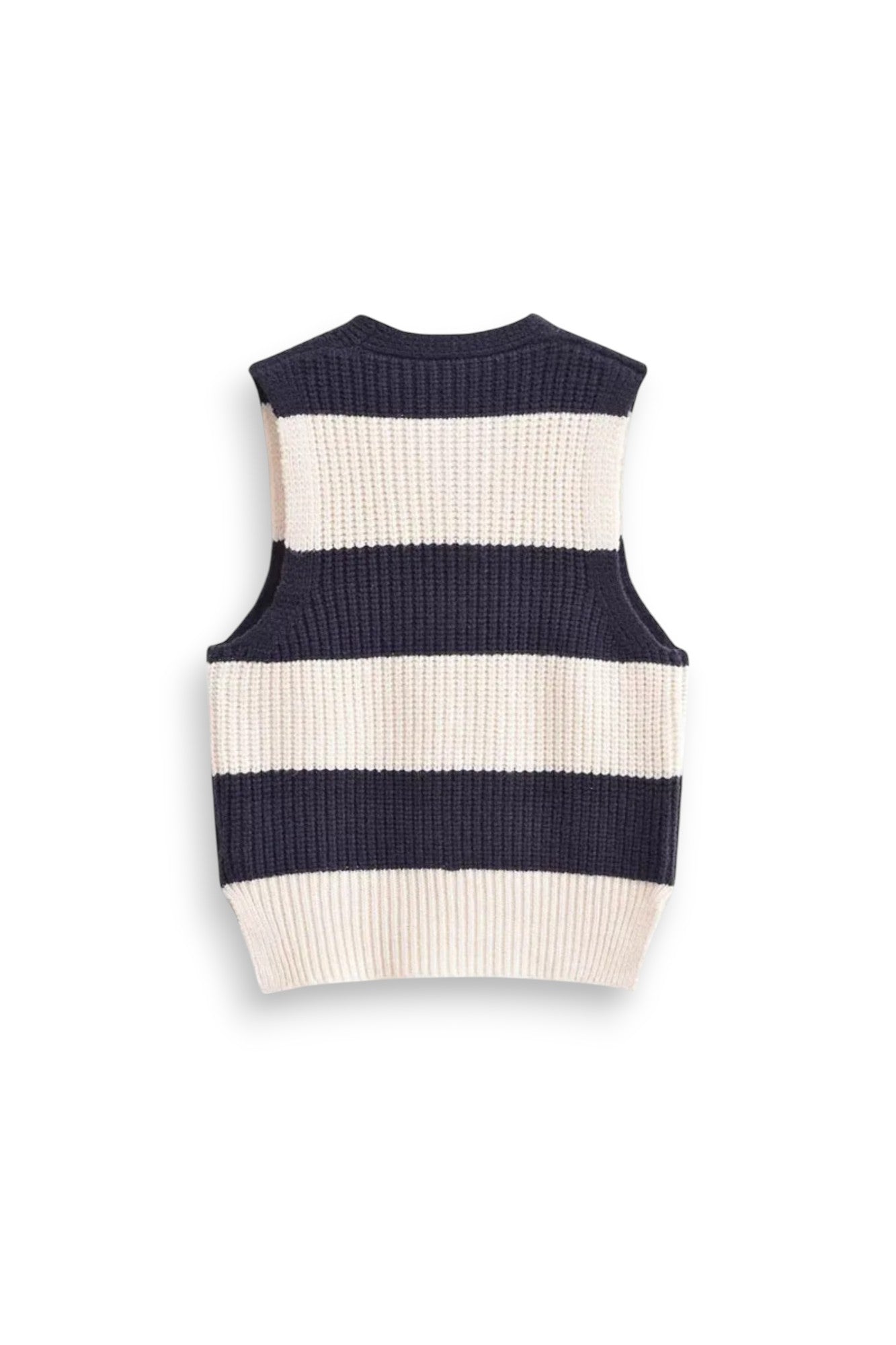 Striped-Knit V Neck Sweater Vest