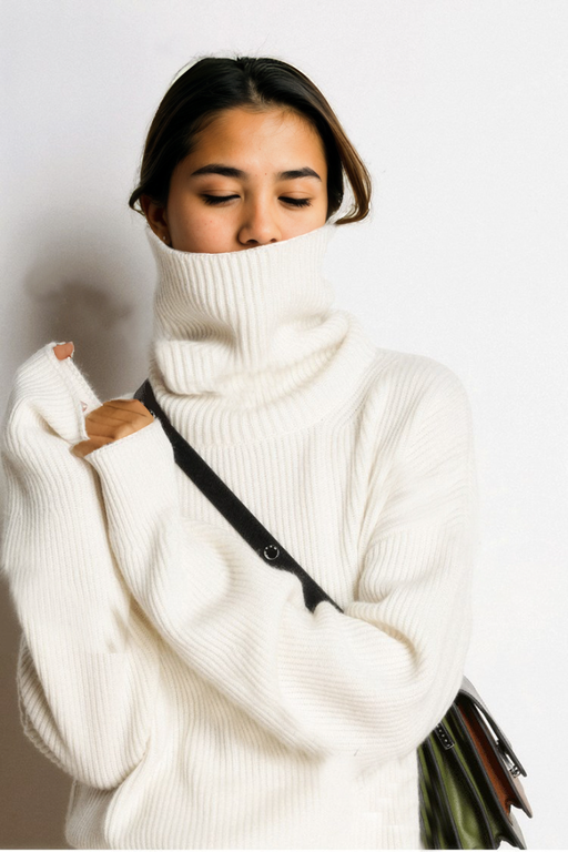 Rib-Knit Turtleneck Sweater