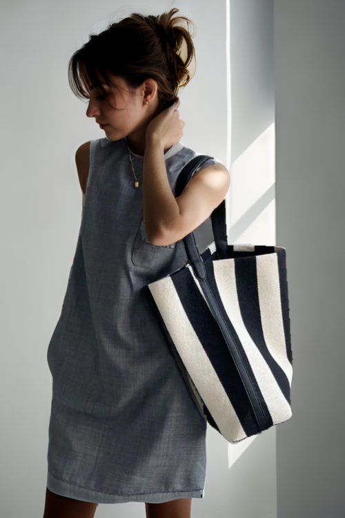 Black & White Striped Tote Bag