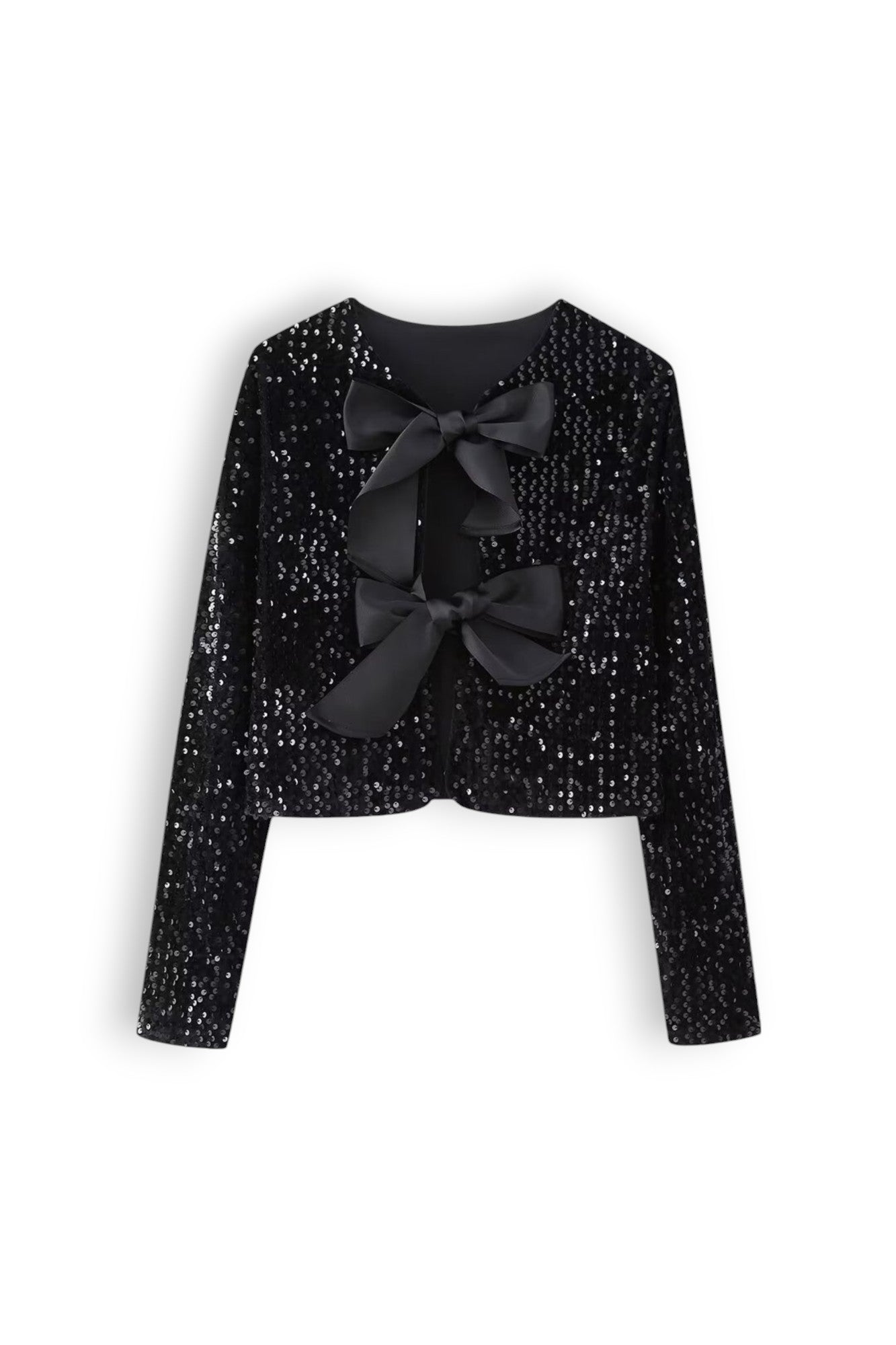 Sequin Bow-Tie Cropped Top