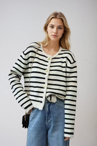 Stripped Knitted Cardigan