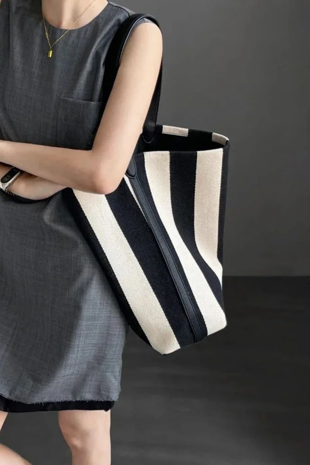 Black & White Striped Tote Bag