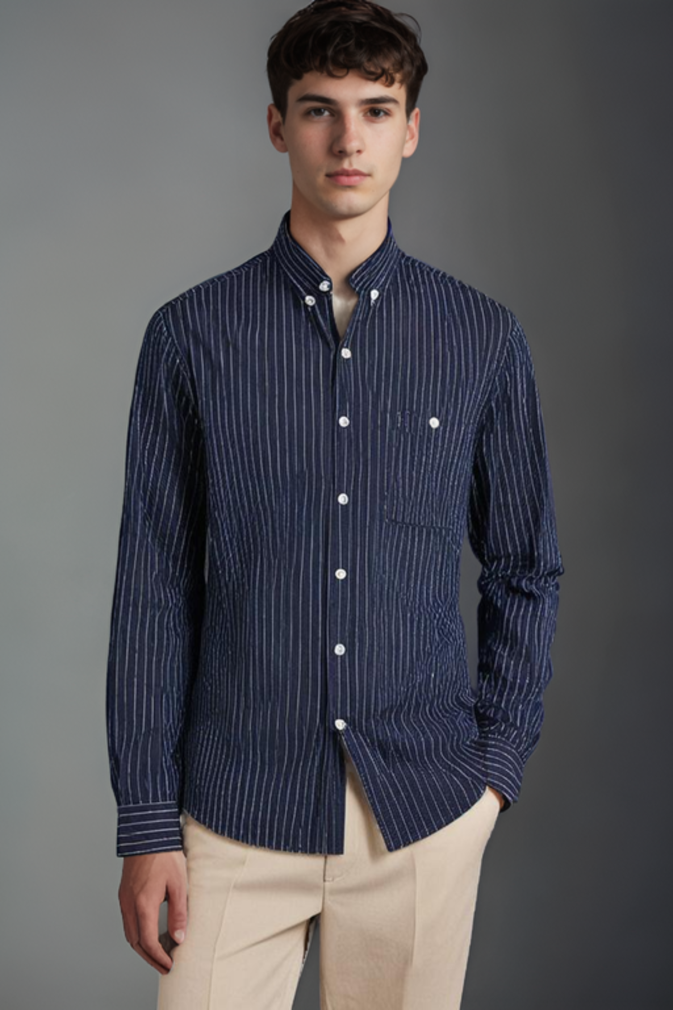 Loose Fit Striped Poplin Shirt