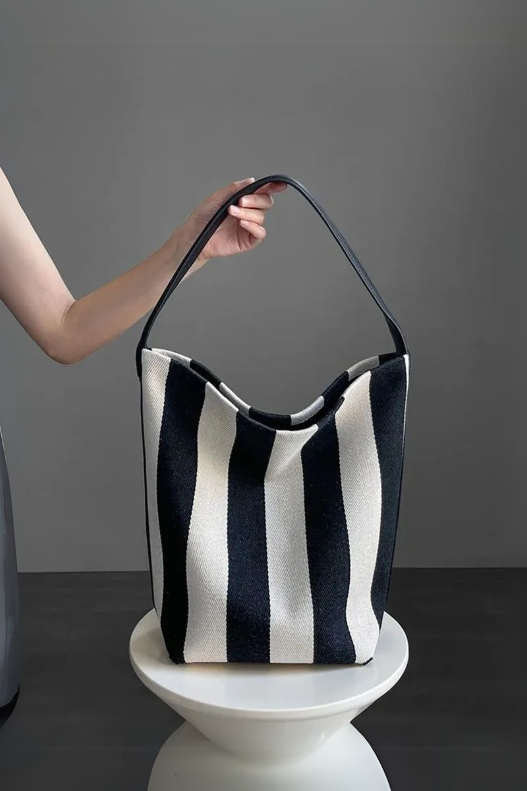 Black & White Striped Tote Bag
