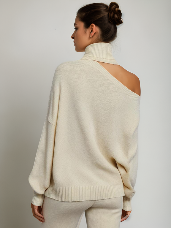 Oversized Cut-Out Turtleneck Sweater