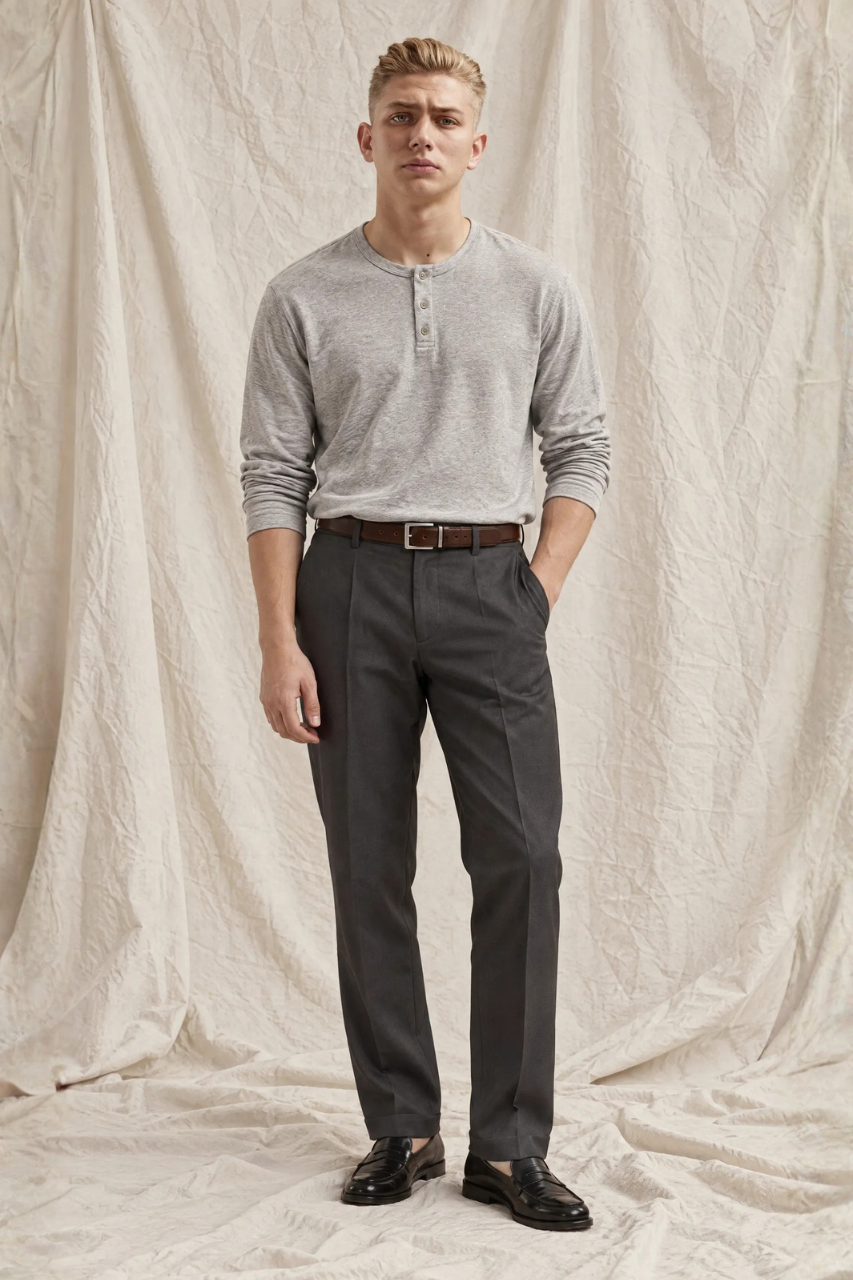 Slim-Fit Cotton Henley Shirt