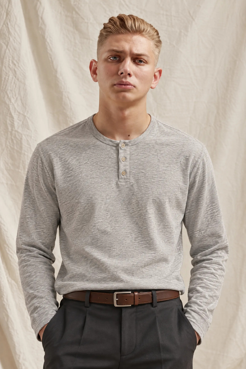Slim-Fit Cotton Henley Shirt