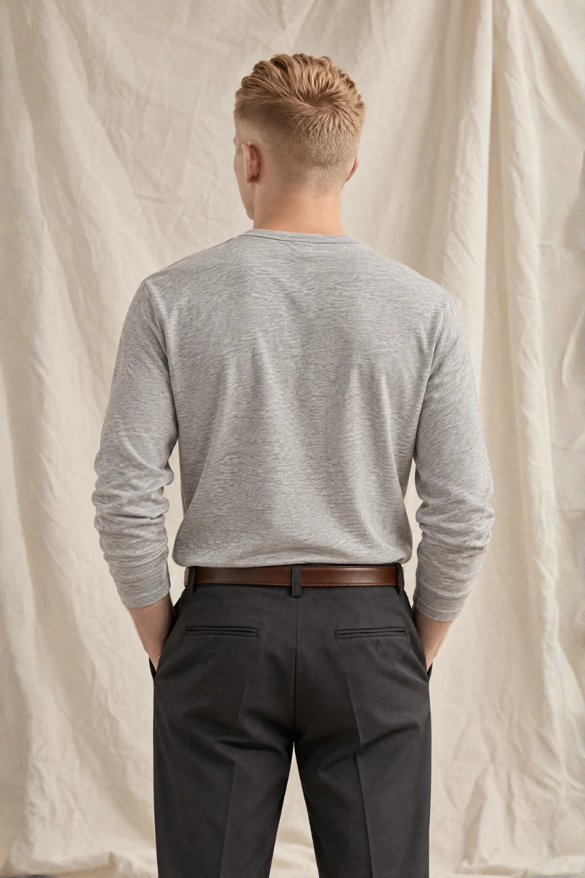 Slim-Fit Cotton Henley Shirt