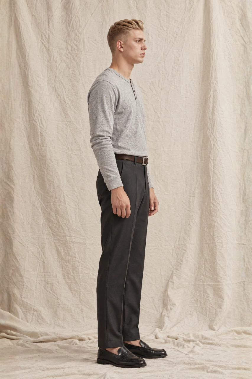 Slim-Fit Cotton Henley Shirt