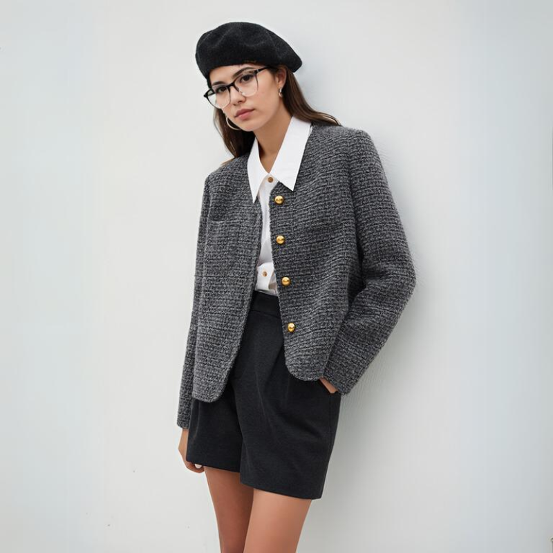 French Chic Wool Tweed Coat