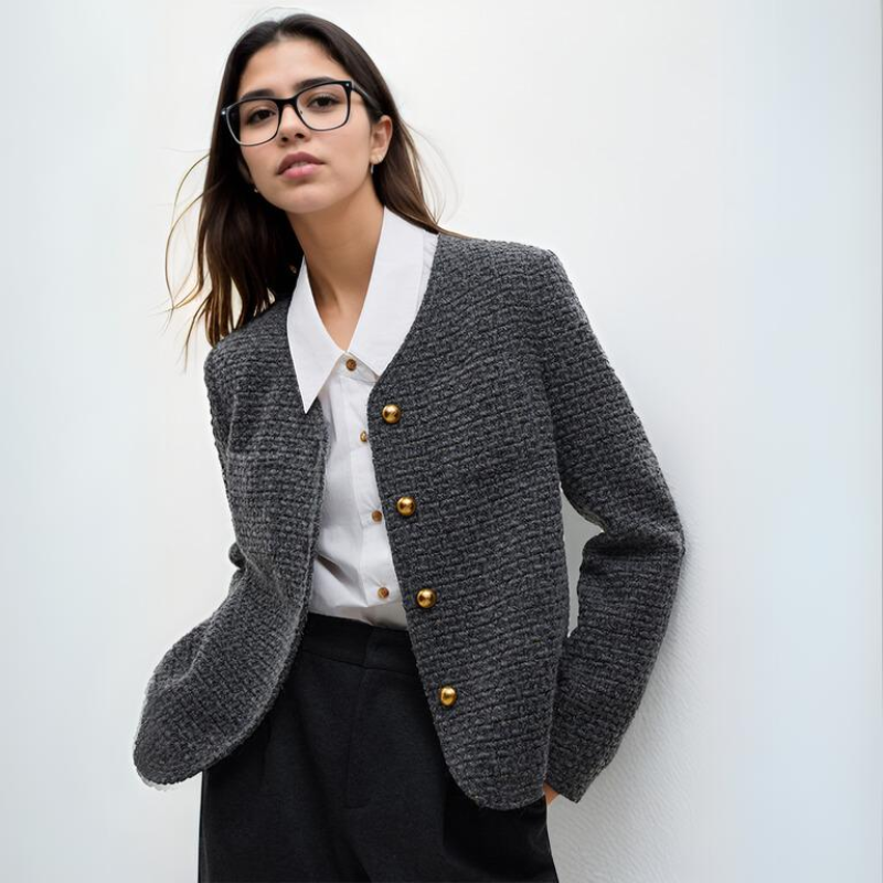 French Chic Wool Tweed Coat