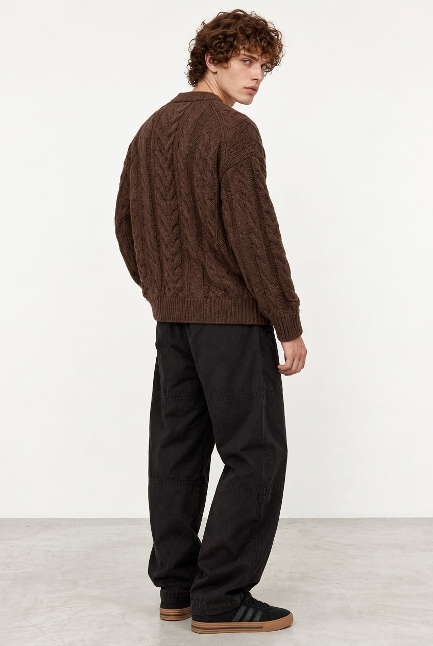 Regular Fit Cable Knit Sweater
