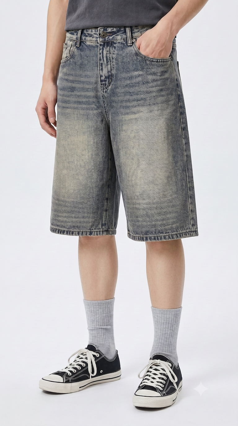 Loose Fit Denim Shorts