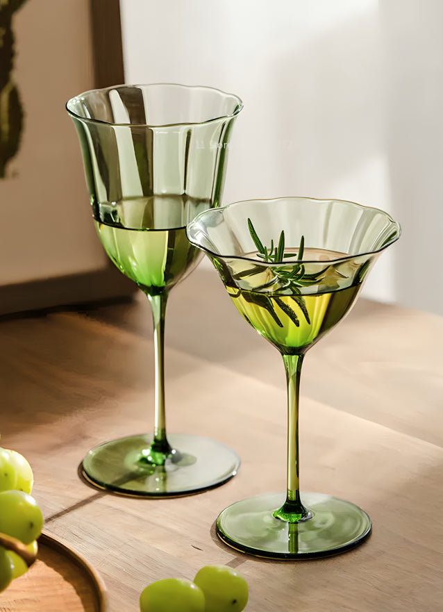 Vintage Green Crystal Cocktail Glass