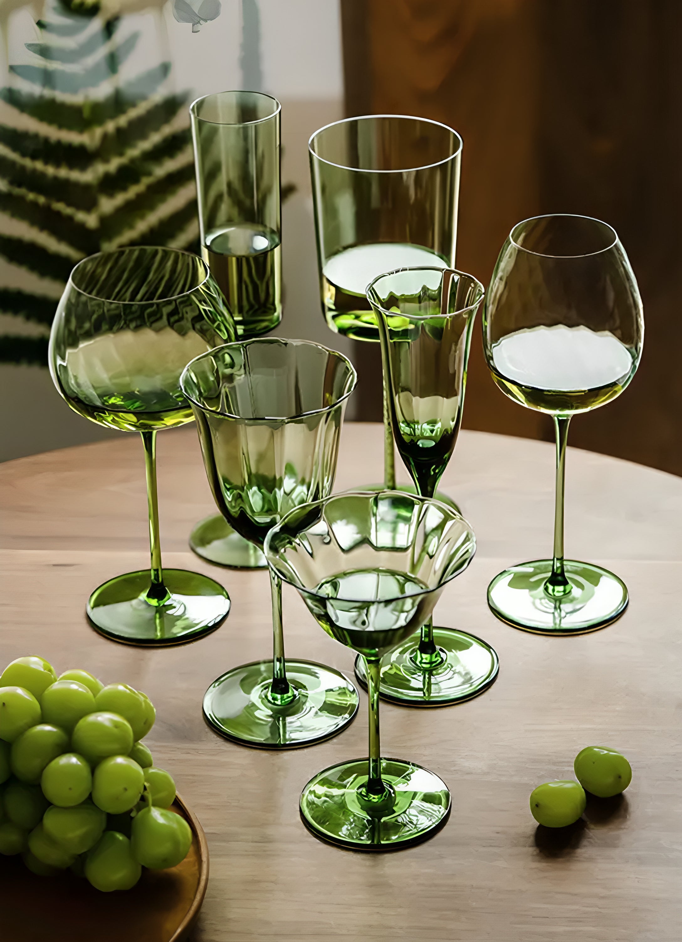Vintage Green Crystal Cocktail Glass
