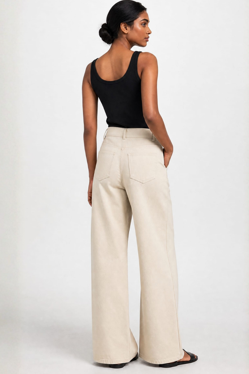 Wide Leg Creased Pants