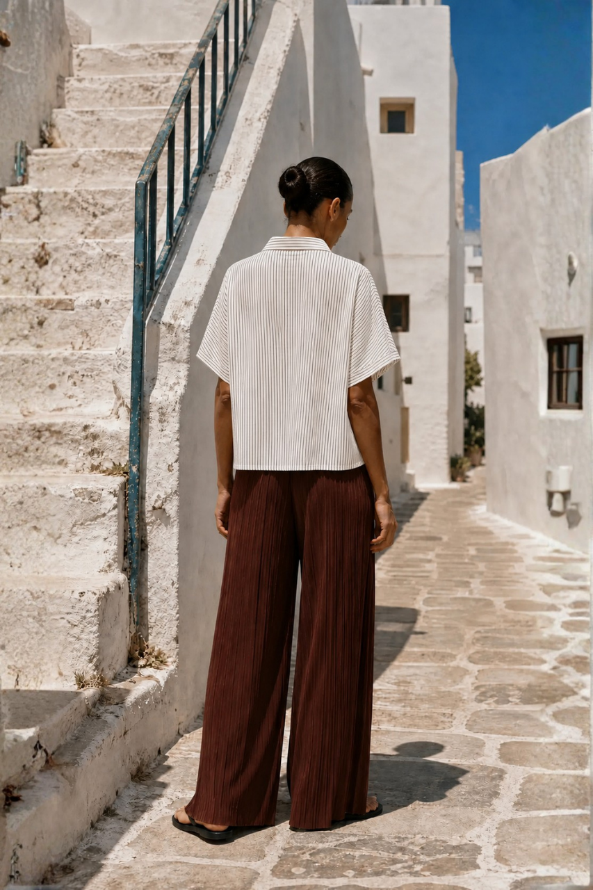 Crinkled Wide Leg Pants