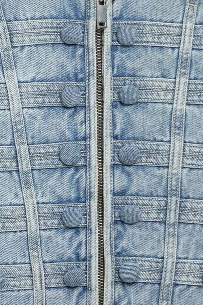 Fitted Button Denim Jacket