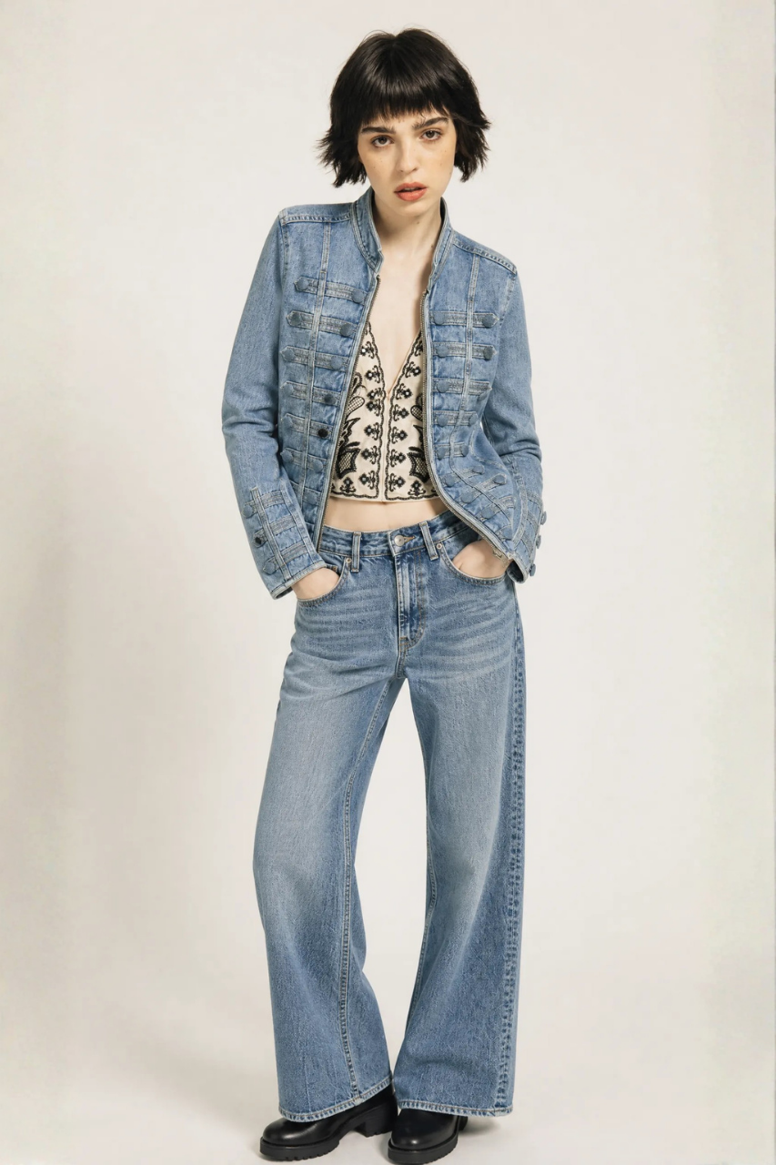 Fitted Button Denim Jacket