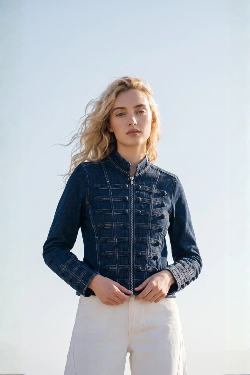 Fitted Button Denim Jacket