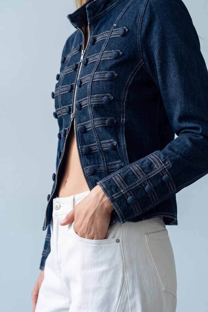 Fitted Button Denim Jacket