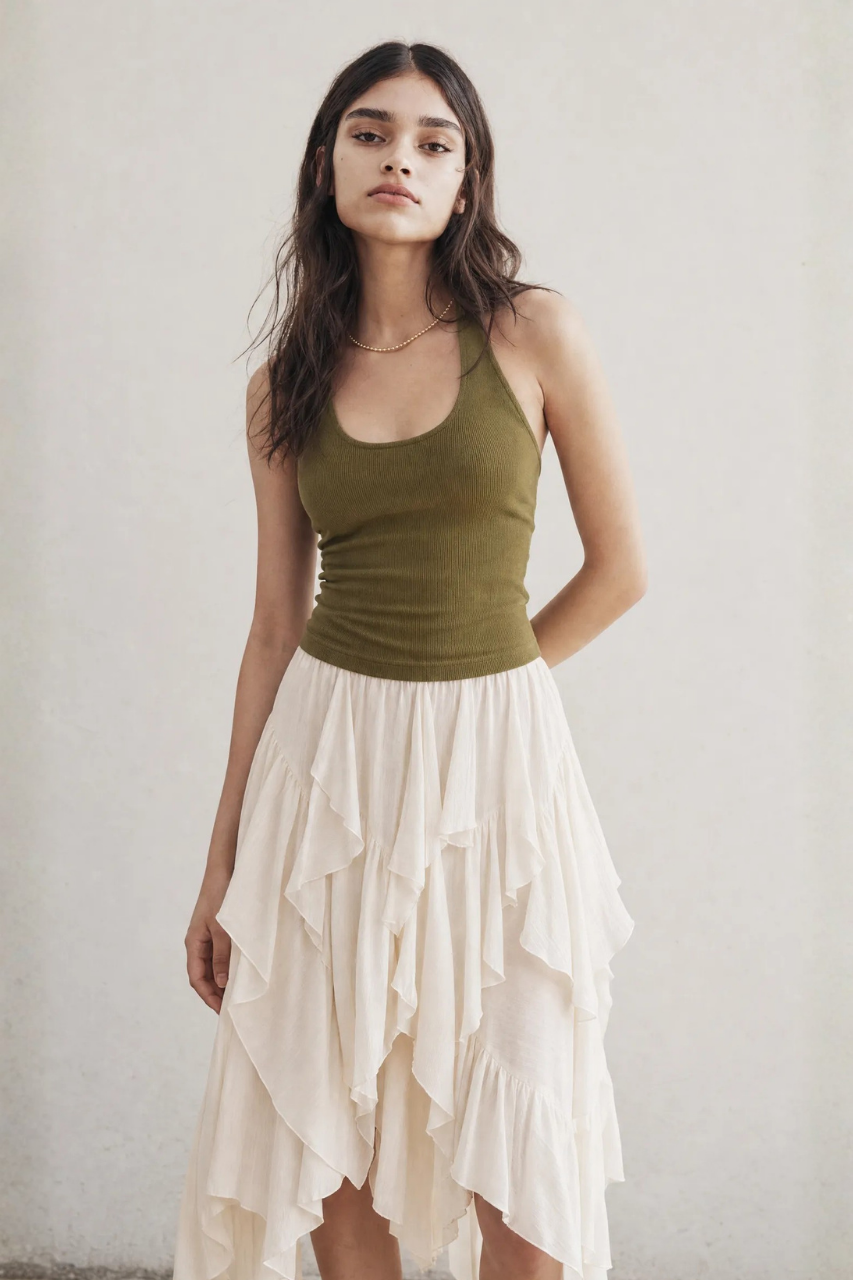 Ruffled Long Skirt