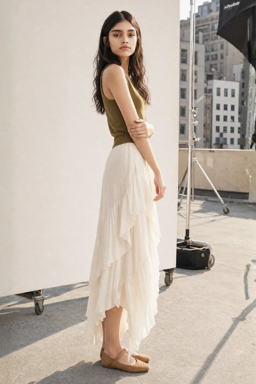 Ruffled Long Skirt