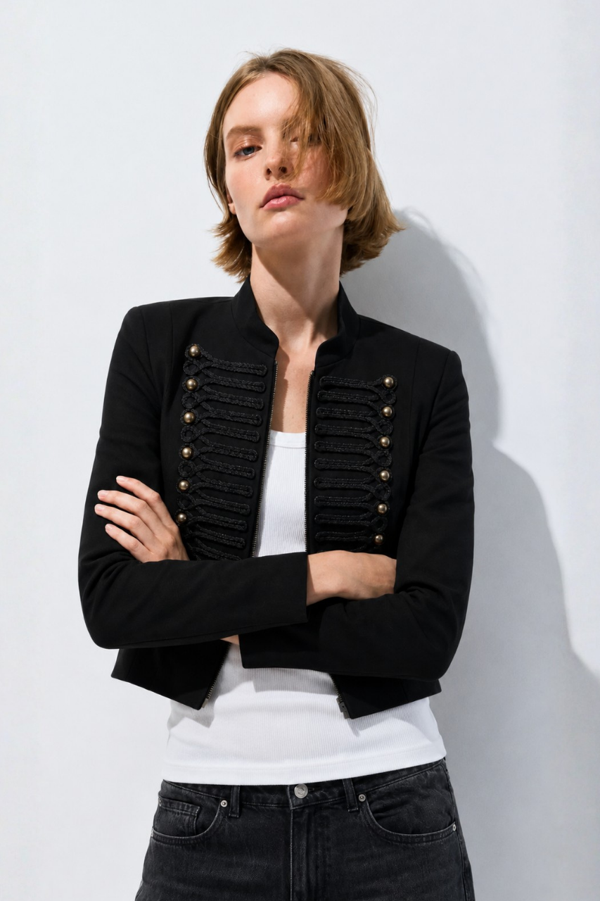 Tailored Padded Shoulder Blazer