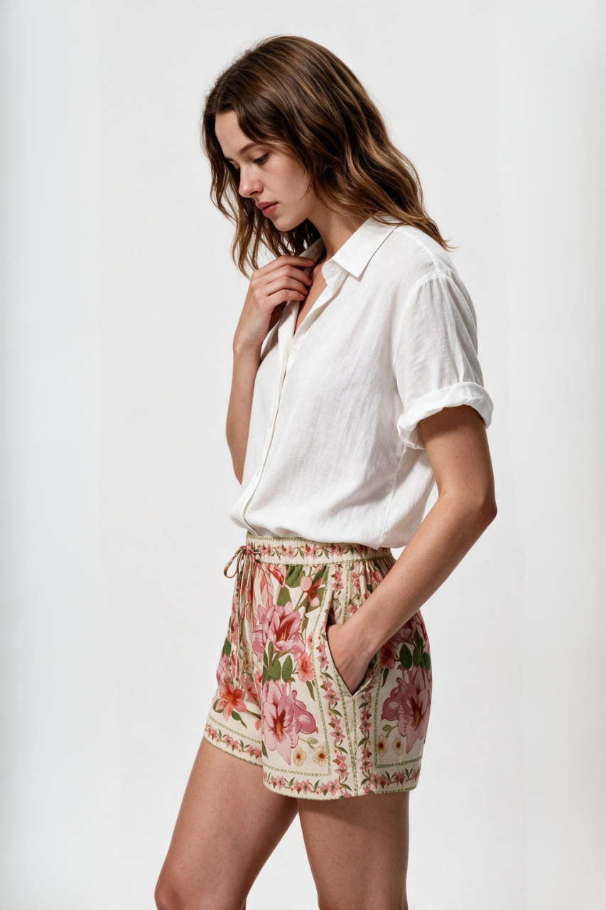 High Waist Floral Shorts