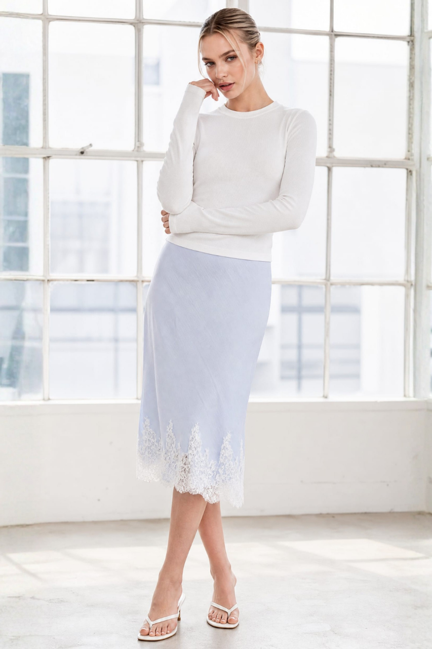 Lace Trimmed Midi Skirt