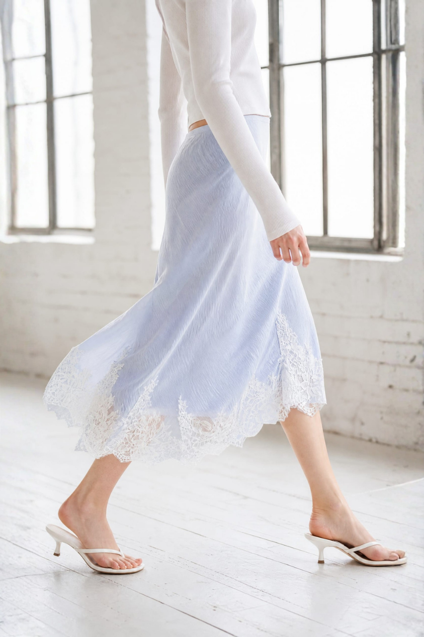 Lace Trimmed Midi Skirt