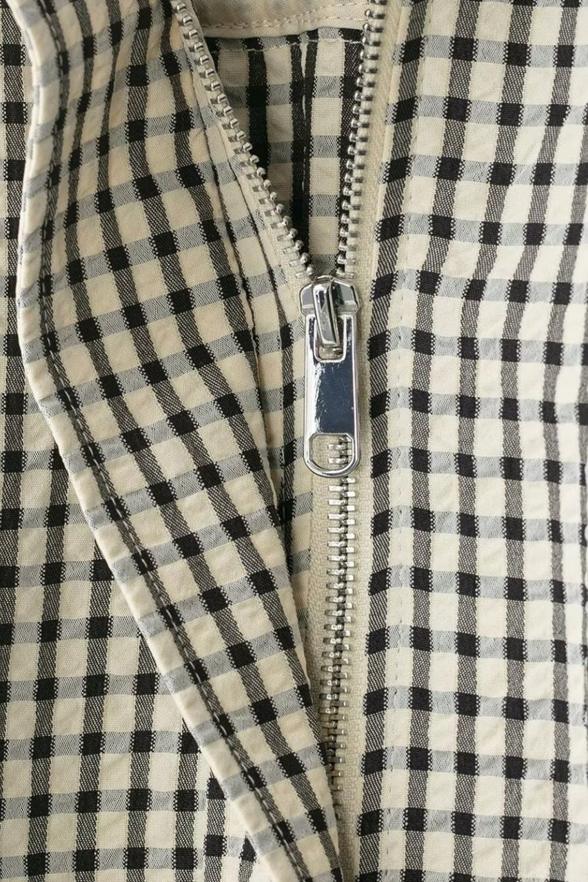 Plaid Cropped Pilot Jacket