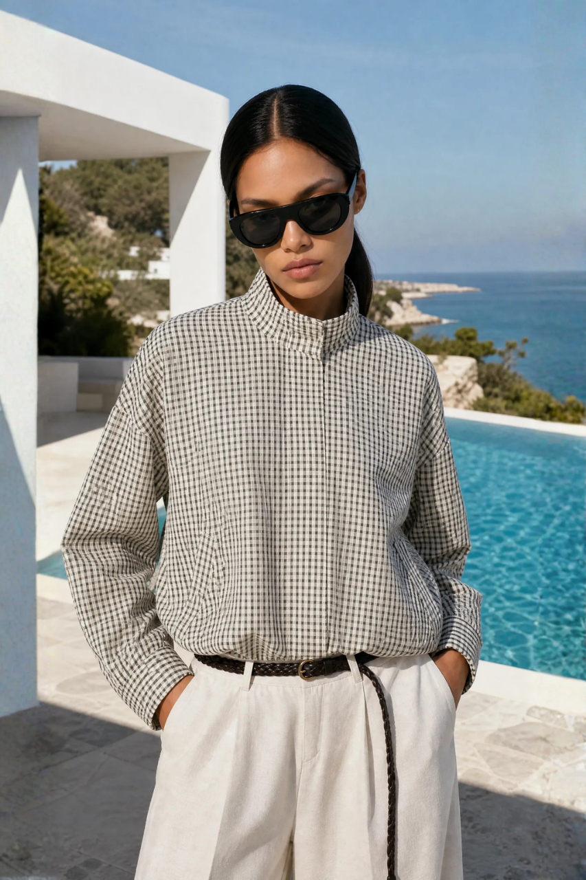 Plaid Cropped Pilot Jacket