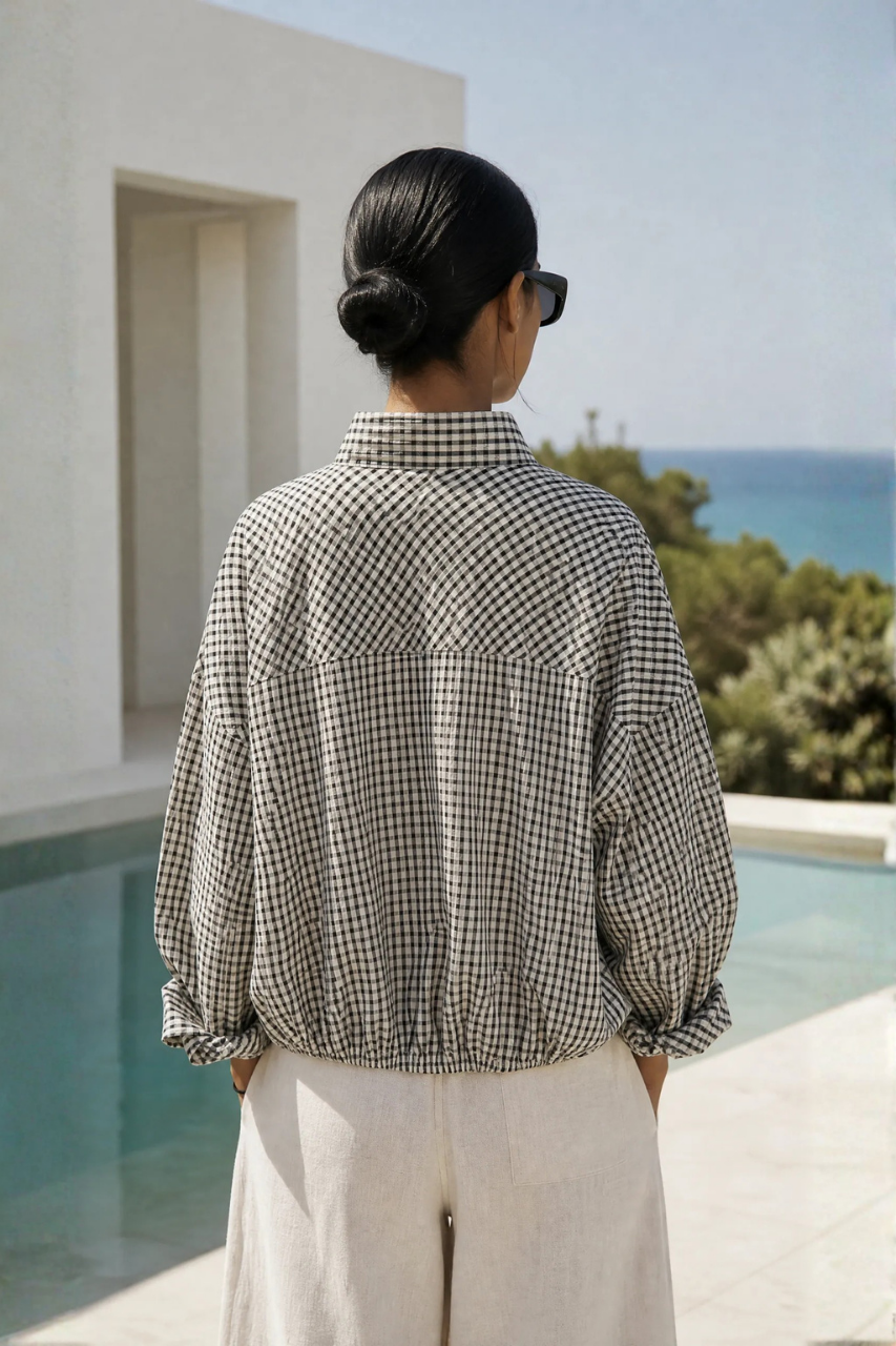 Plaid Cropped Pilot Jacket