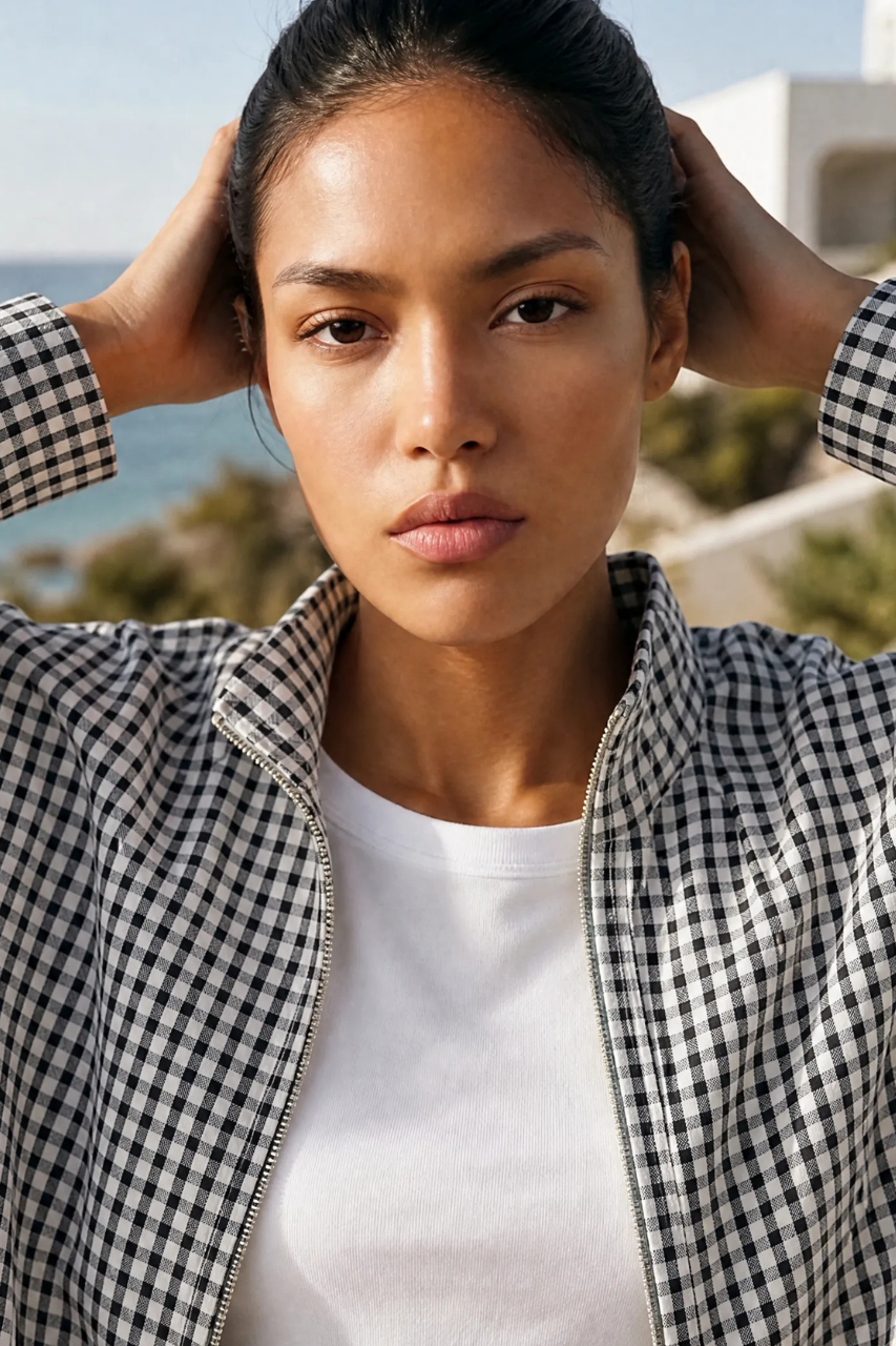 Plaid Cropped Pilot Jacket