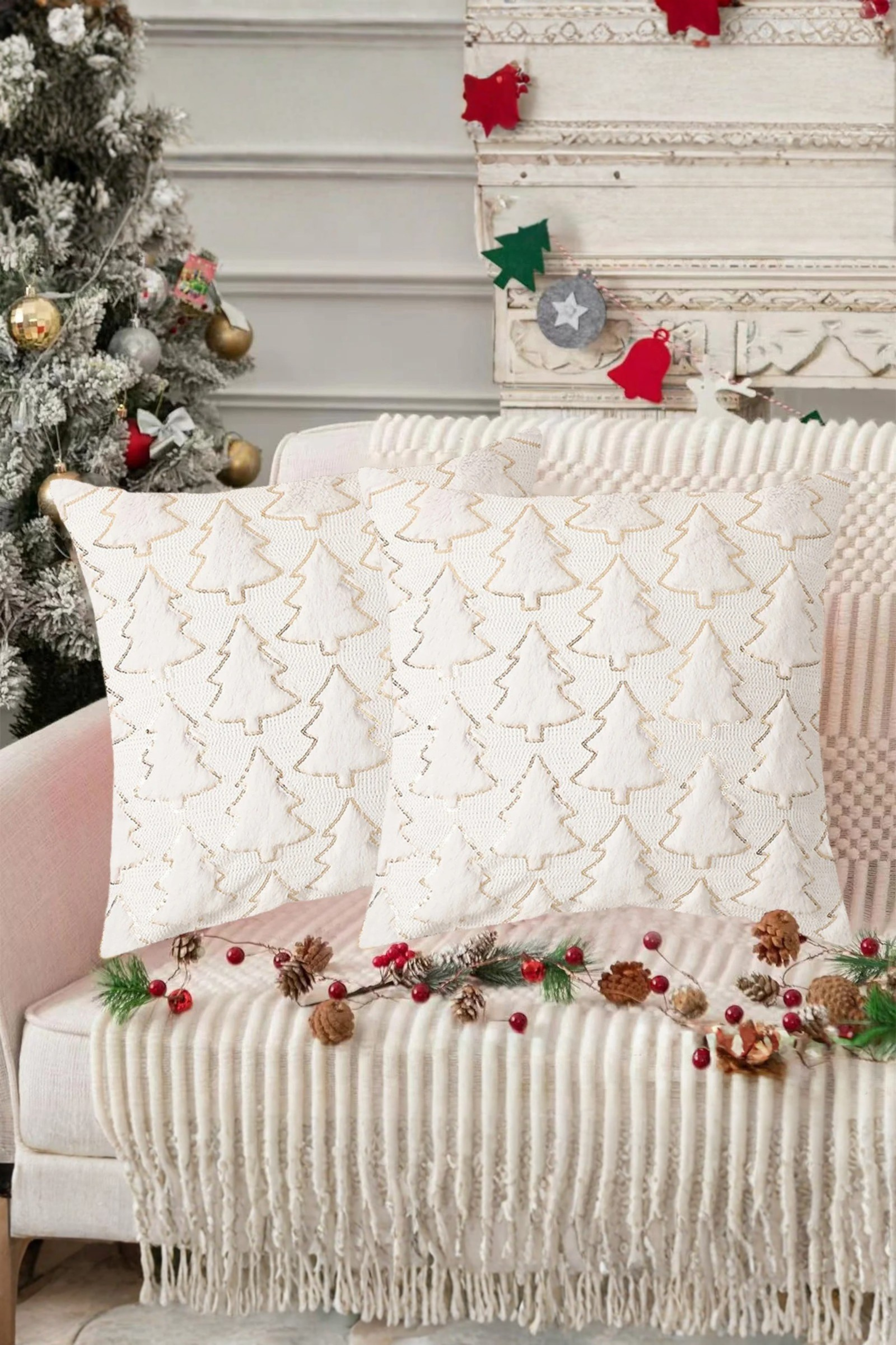 Christmas Tree Embroidered Pillowcase ﻿