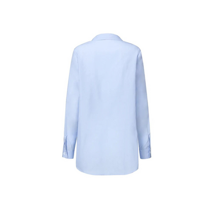 Long-sleeved Coller Shirt with a Tied Front