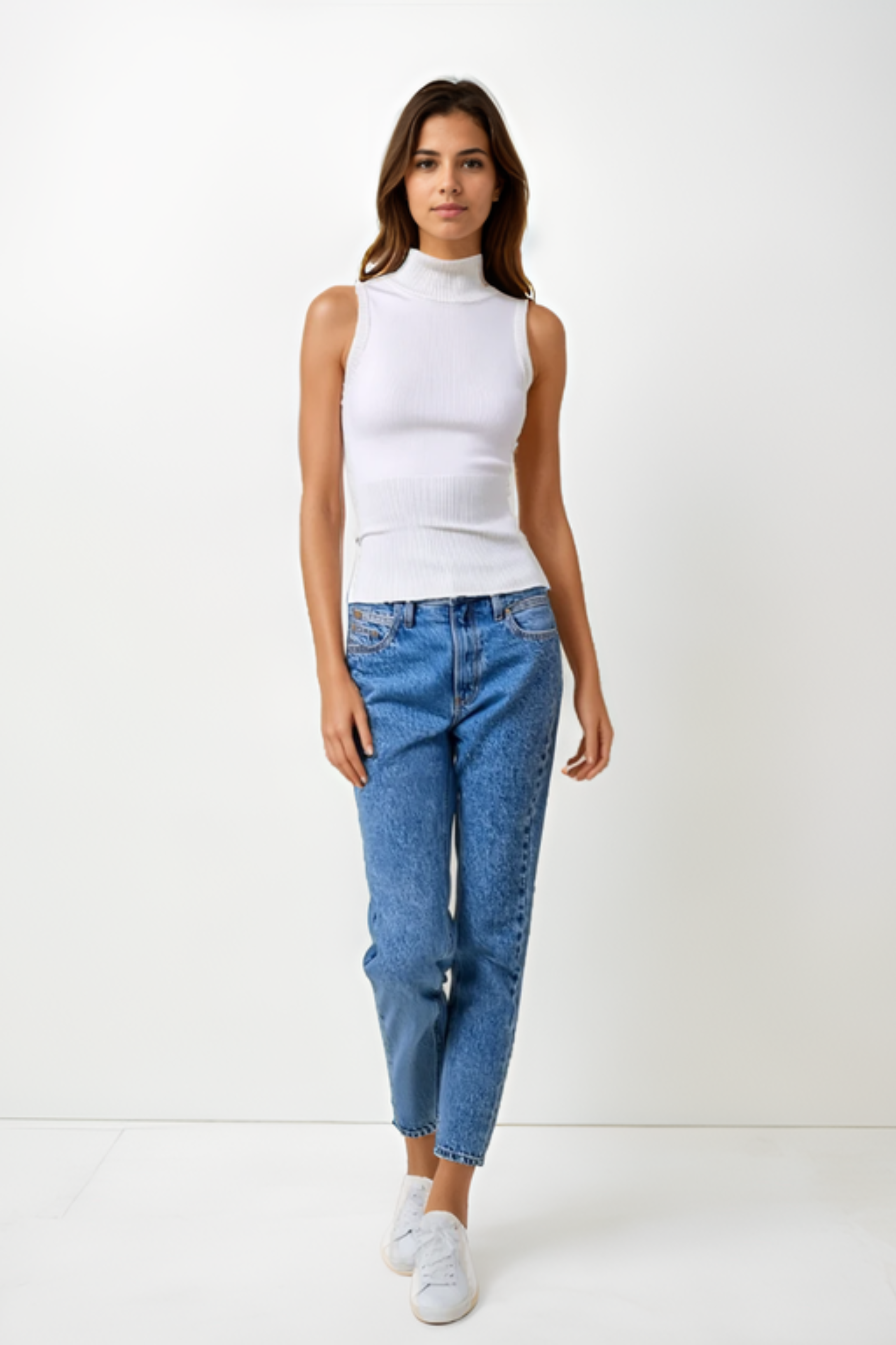 Mock Turtleneck Sleeveless Top