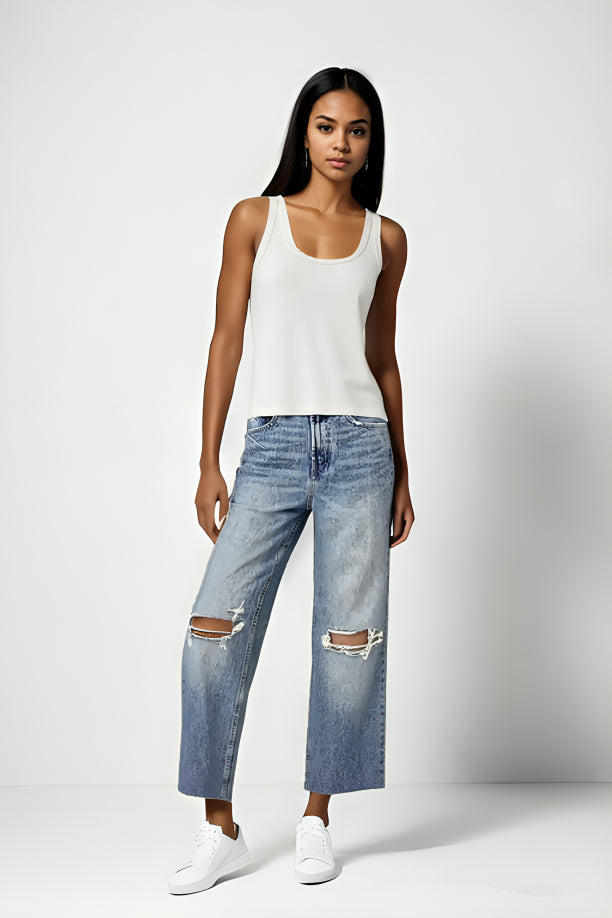 High Waist Ripped Jeans