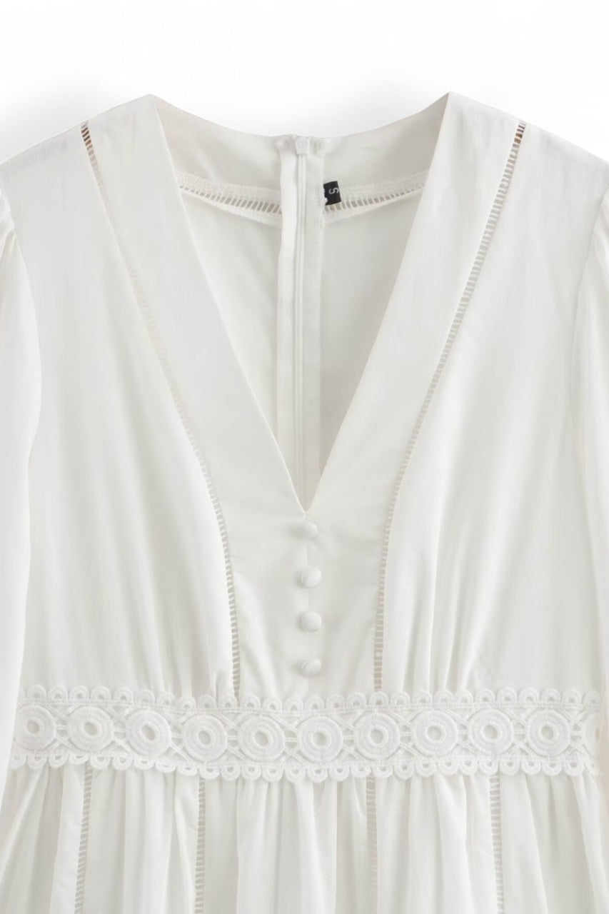 Lace Patchwork V-Neck Dress