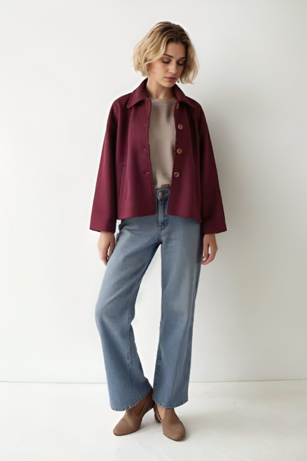 Wool Blend Single Breast Coat