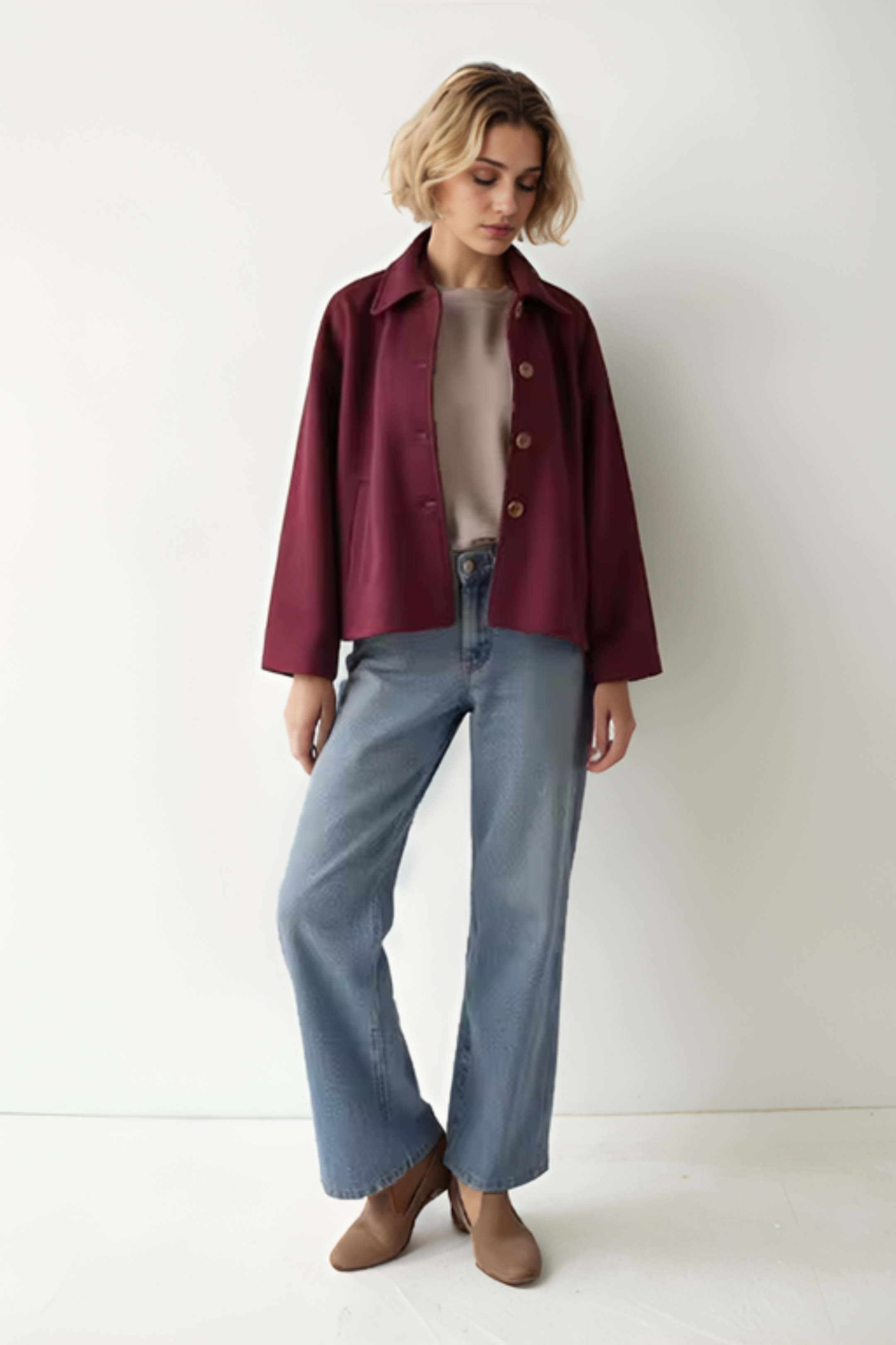 Wool Blend Single Breast Coat