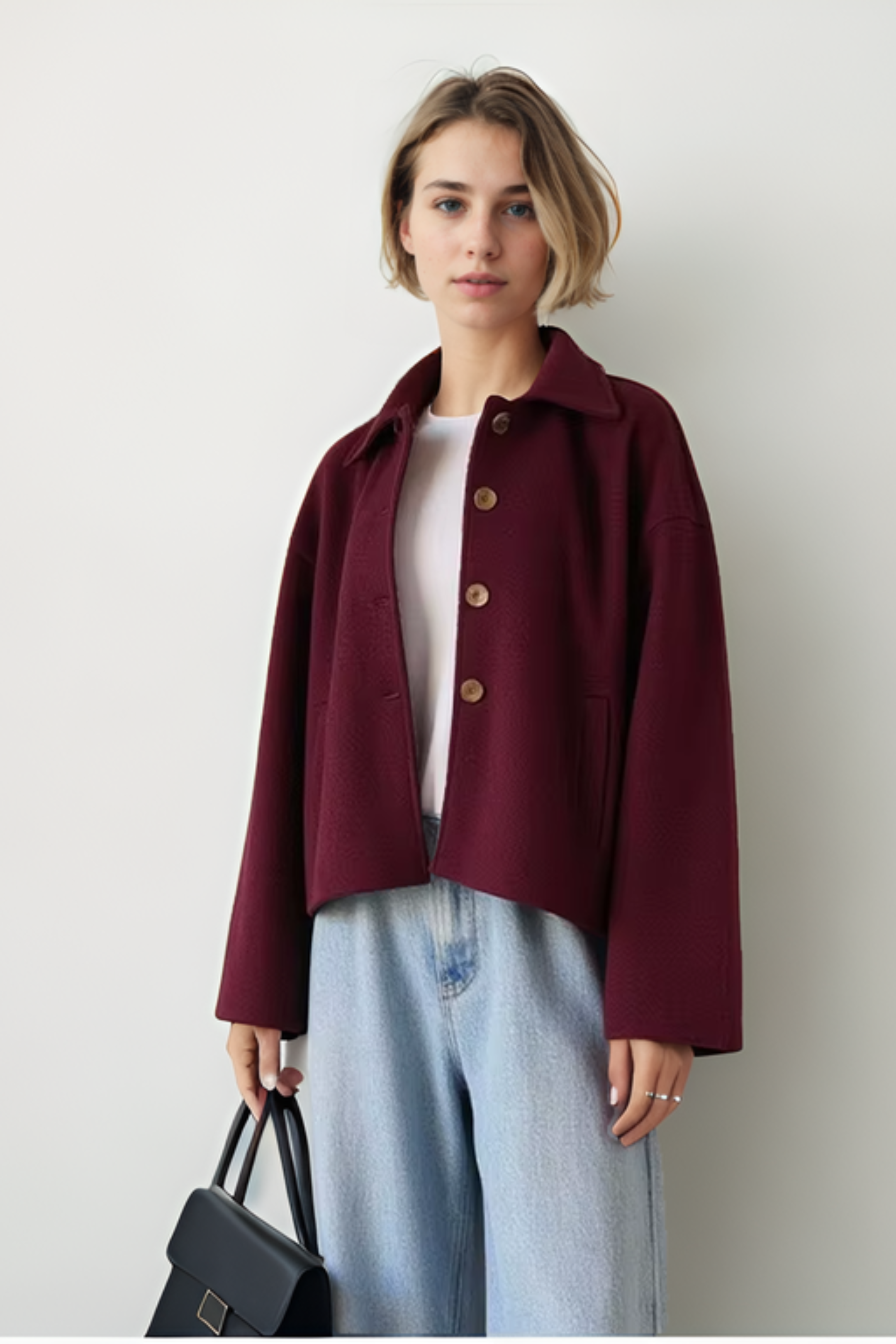 Wool Blend Single Breast Coat