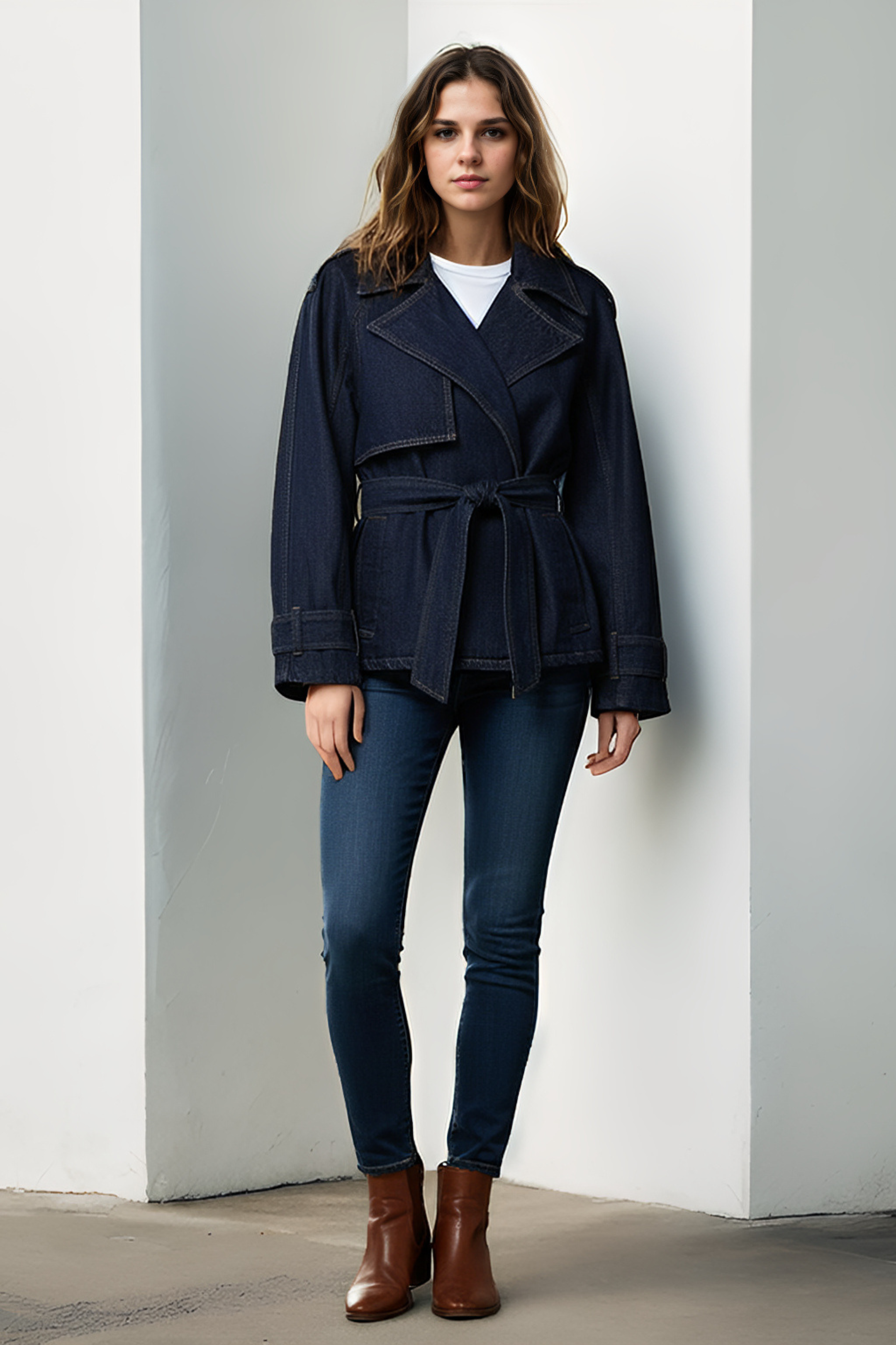 Tie Belt Denim Jacket