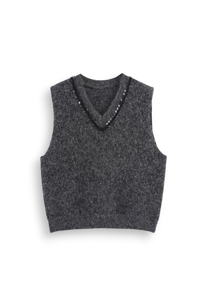 Rhinestone Embellished Vest