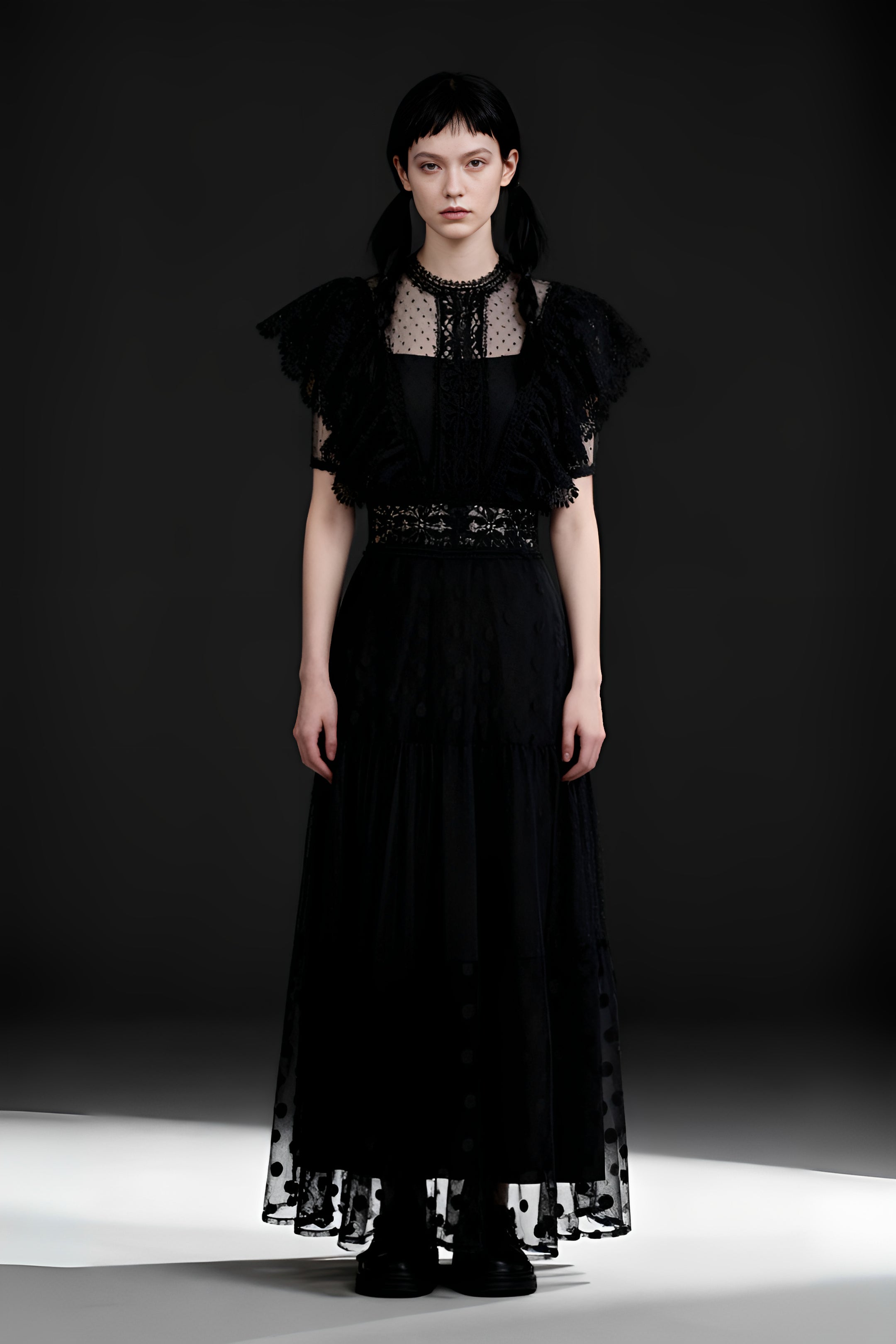 Black Polka Dot Long Dress