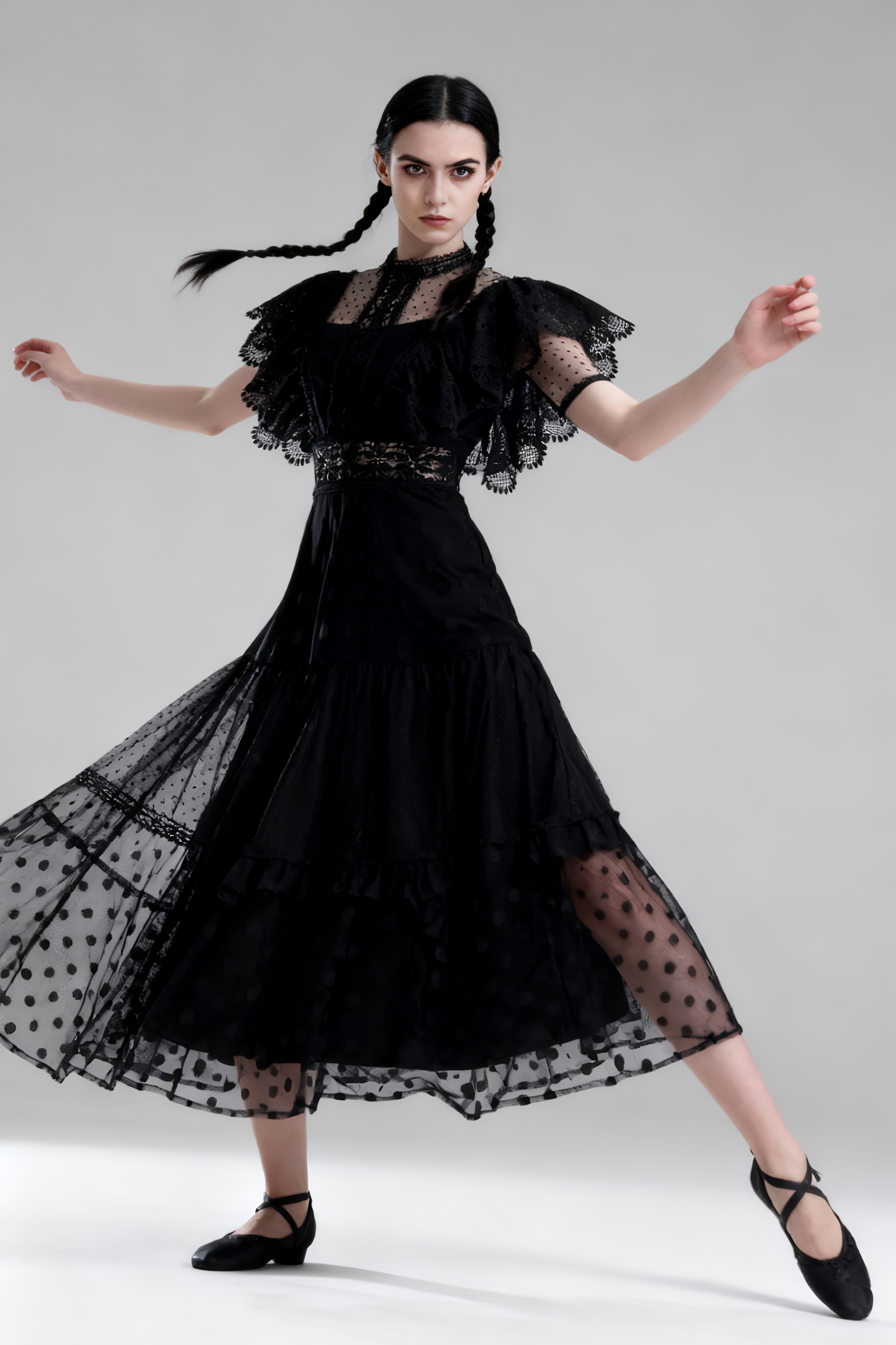 Black Polka Dot Long Dress