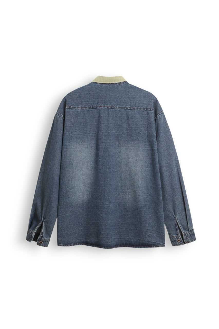 Hello Kitty Embroidery Oversized Denim Shirt