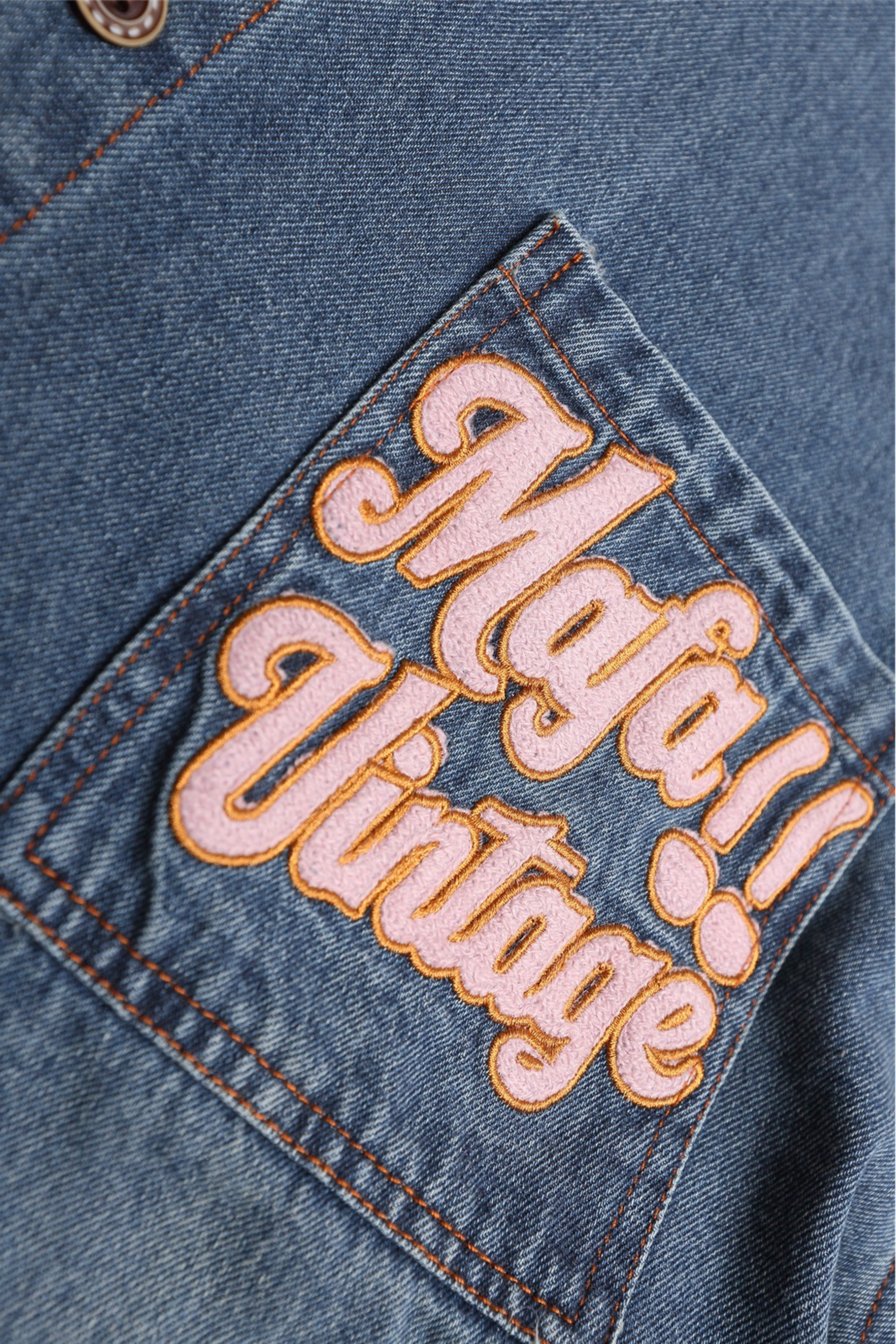 Hello Kitty Embroidery Oversized Denim Shirt